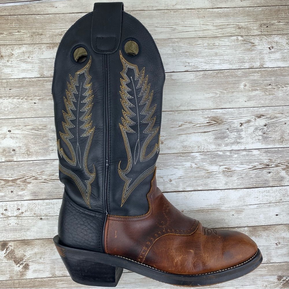 Durango Cowboy Black & Brown Pull On Leather Boots- Mens size 8.5 EE - Picture 7 of 17